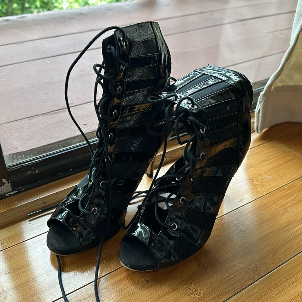 Burju Black Mesh High Heels